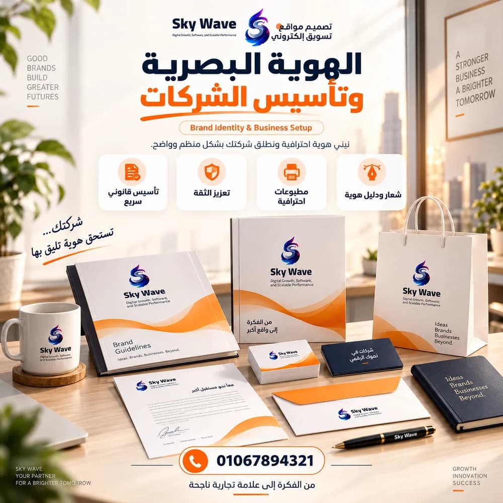 تصميم الهوية البصرية والمطبوعات والمواد الدعائية
